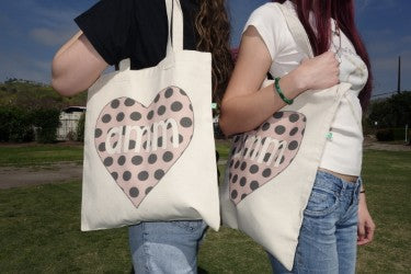 Polka Dot Heart Tote Bag